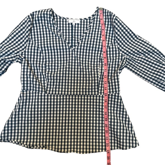 J Crew x Universal Standard Gingham Tie Sleeve Peplum Top - Picture 9 of 9